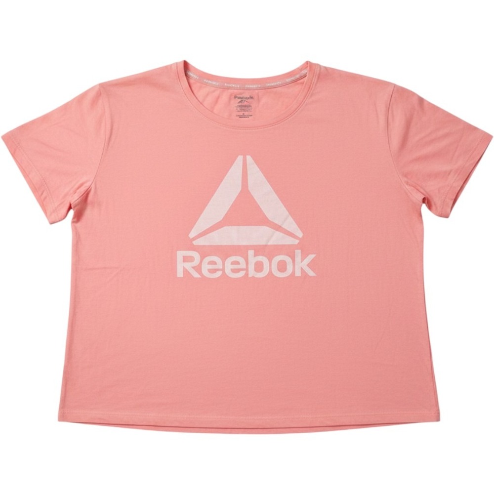 Reebok Womens Delta Logo Graphic T-Shirt Coral Pink Short Sleeve REW231TS07 L T2